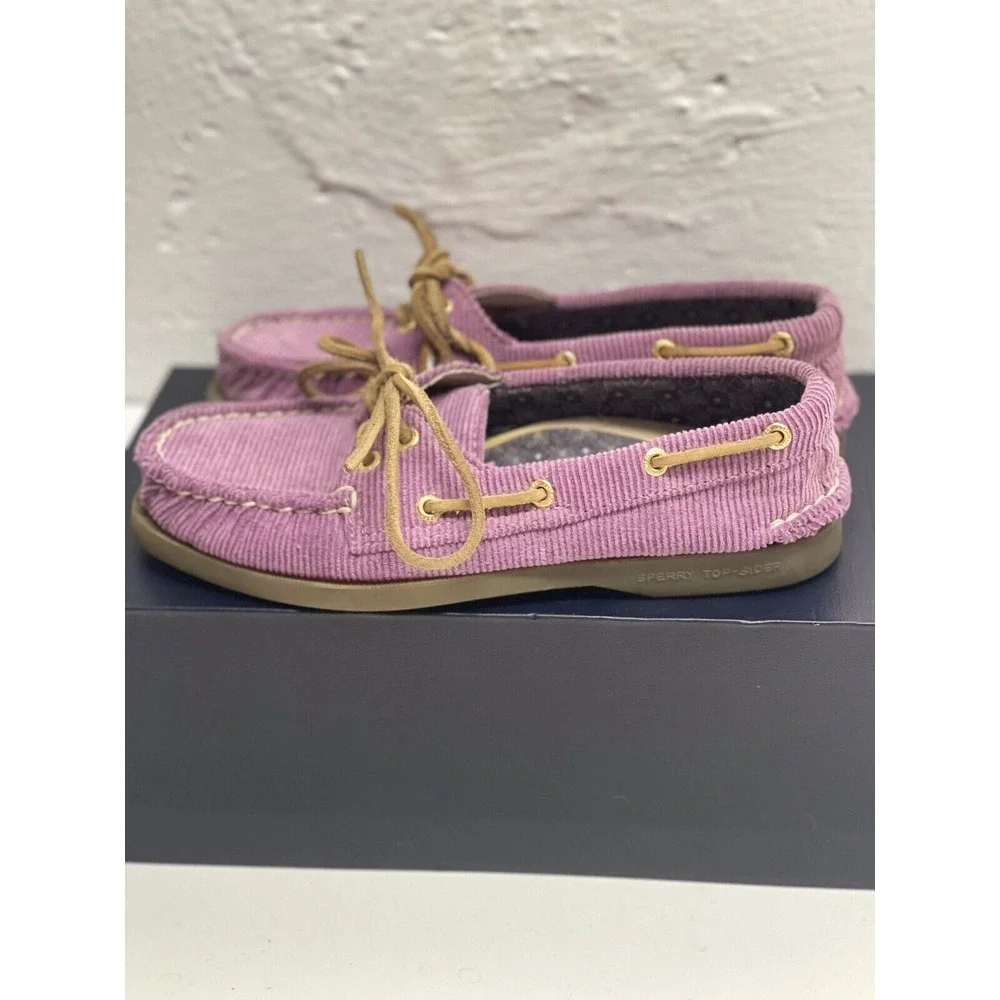 Sperry Top‎ Sider Size 5.5 Purple Brown Corduroy Boat Shoe